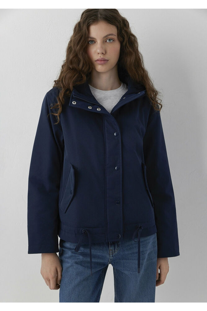 Mavi Kapüşonlu Lacivert Loose Fit Kadın Ceket 1110877-86623