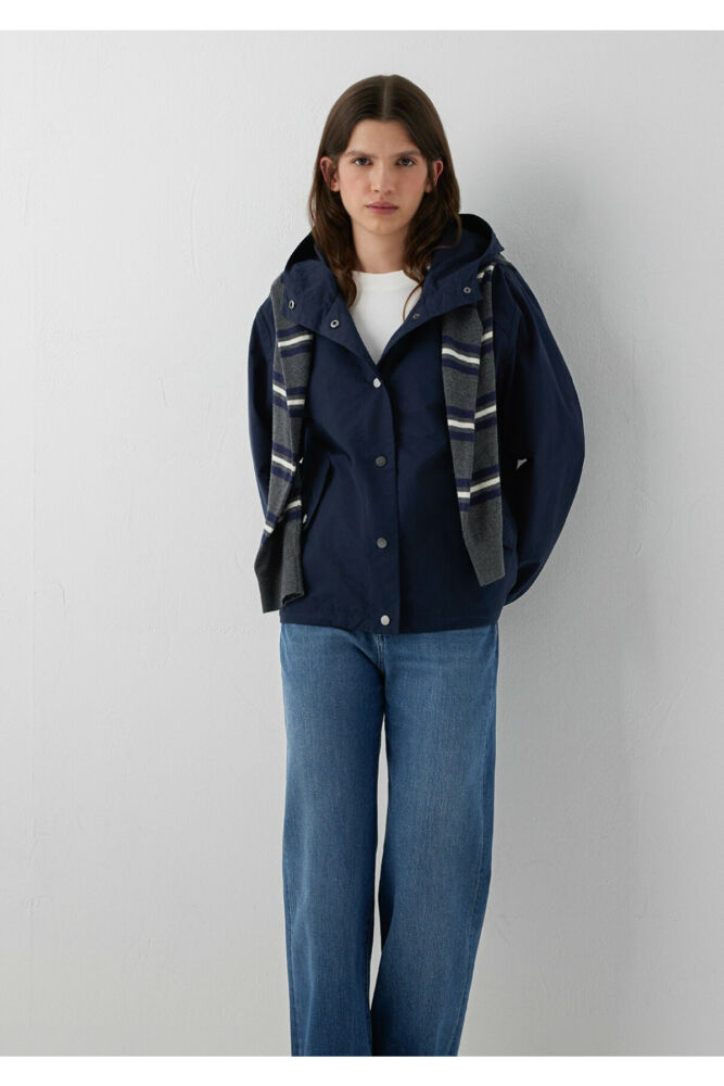 Mavi Kapüşonlu Lacivert Oversize Kadın Ceket 1110812-90372 (1)