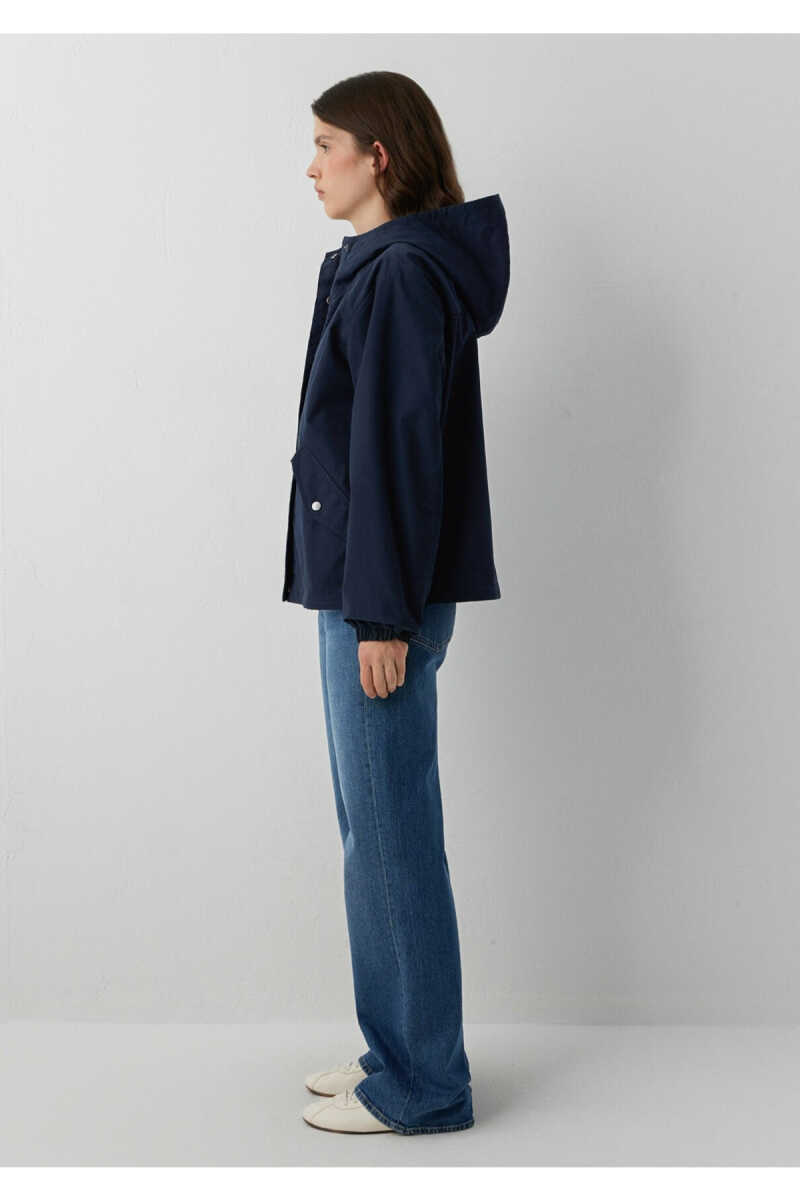 Mavi Kapüşonlu Lacivert Oversize Kadın Ceket 1110812-90372 - 4