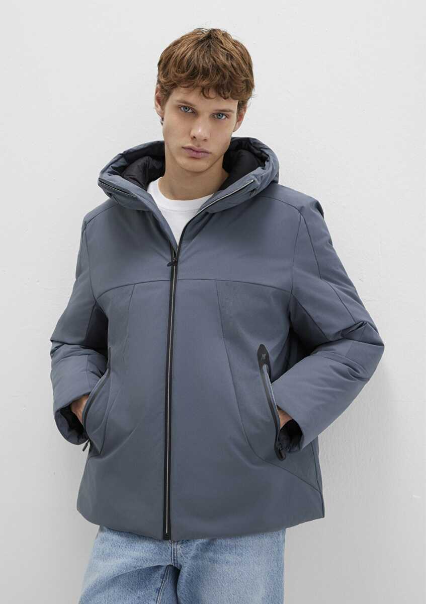 Mavi Kapüşonlu Loose Fit Erkek Mont 0110663-80776 - 3