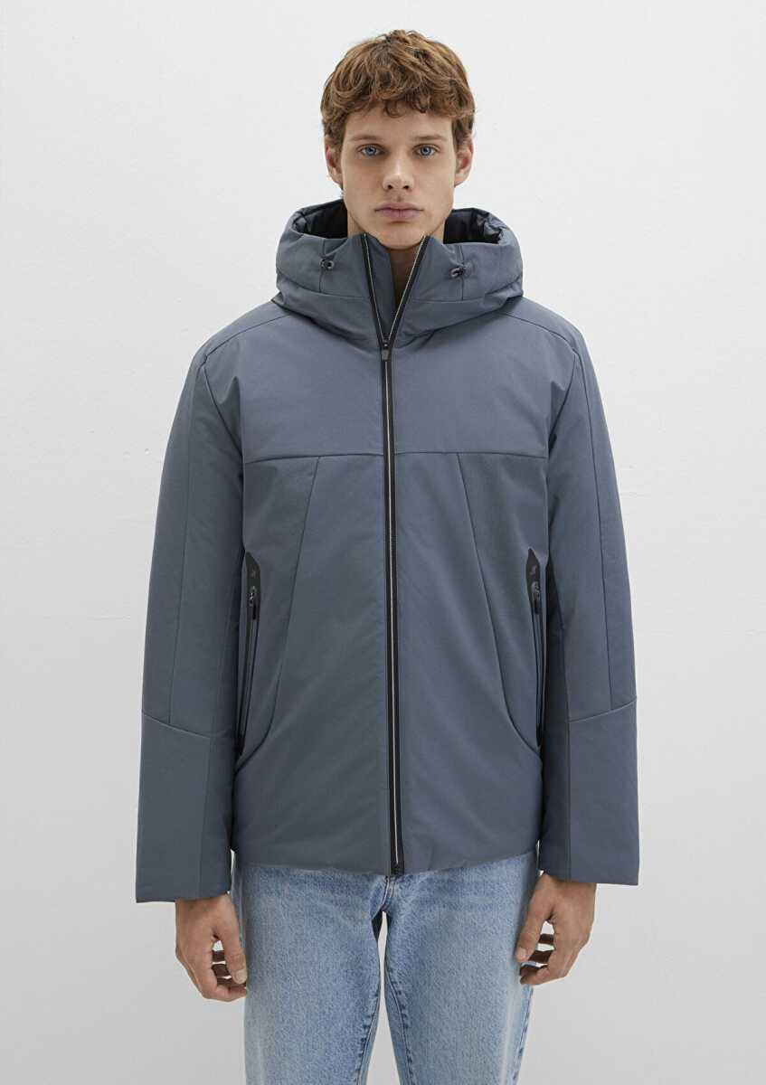 Mavi Kapüşonlu Loose Fit Erkek Mont 0110663-80776 - 4