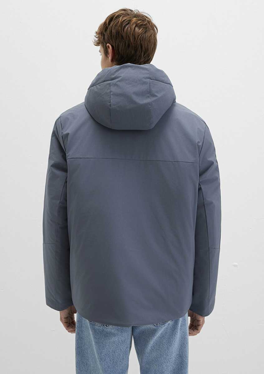 Mavi Kapüşonlu Loose Fit Erkek Mont 0110663-80776 - 5
