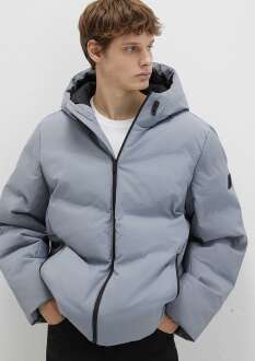 Mavi Kapüşonlu Loose Fit Gri Erkek Ceket 0110651-85550
