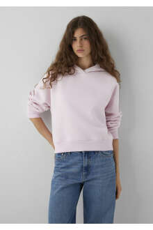 Mavi Kapüşonlu Pembe Basic Loose Fit Kadın Sweatshirt 1S10577-71006