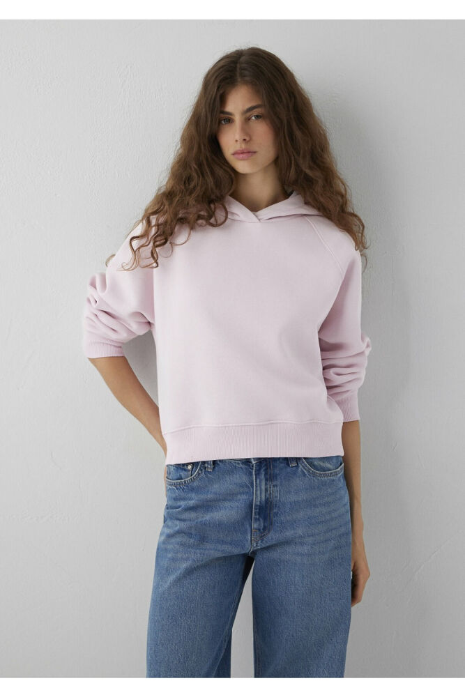 Mavi Kapüşonlu Pembe Basic Loose Fit Kadın Sweatshirt 1S10577-71006