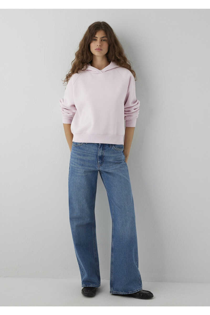 Mavi Kapüşonlu Pembe Basic Loose Fit Kadın Sweatshirt 1S10577-71006 - 2