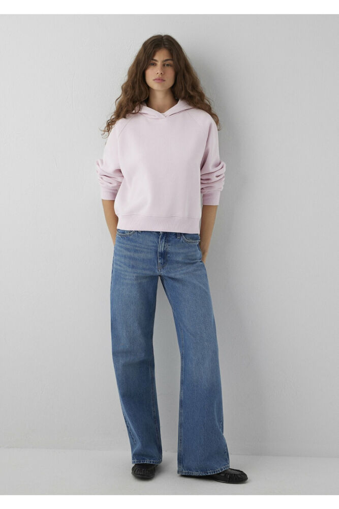 Mavi Kapüşonlu Pembe Basic Loose Fit Kadın Sweatshirt 1S10577-71006 (1)