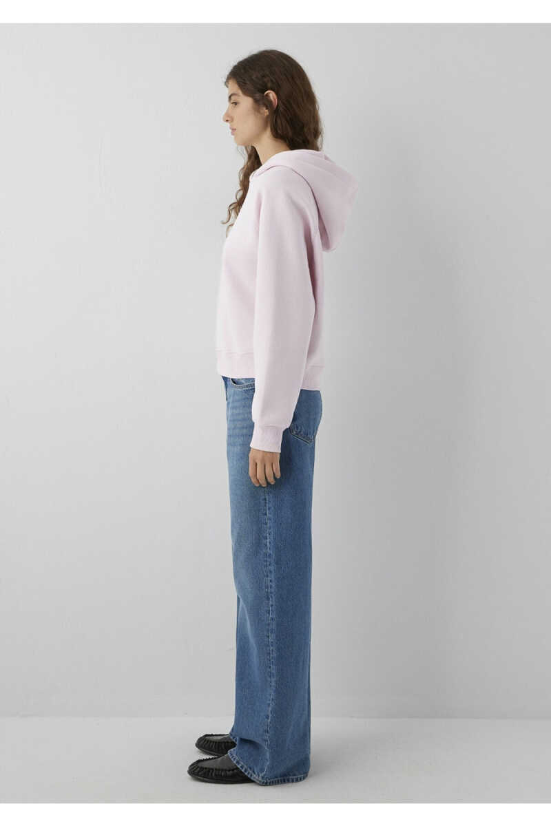 Mavi Kapüşonlu Pembe Basic Loose Fit Kadın Sweatshirt 1S10577-71006 - 4