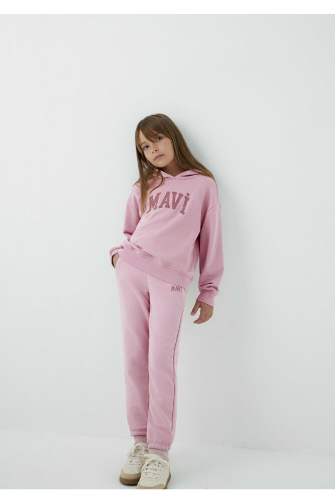 Mavi Kapüşonlu Pembe Loose Fit Çocuk Sweatshirt 7S10147-71015