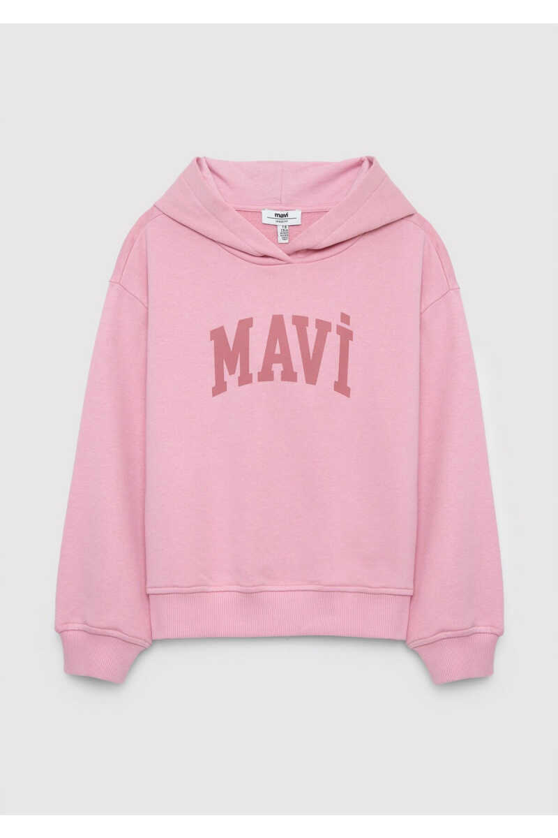Mavi Kapüşonlu Pembe Loose Fit Çocuk Sweatshirt 7S10147-71015 - 3