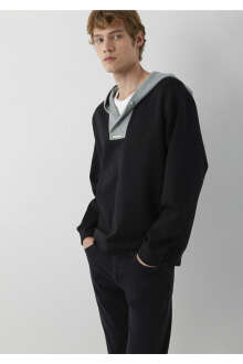 Mavi Kapüşonlu Siyah Erkek Sweat 0S20123-900