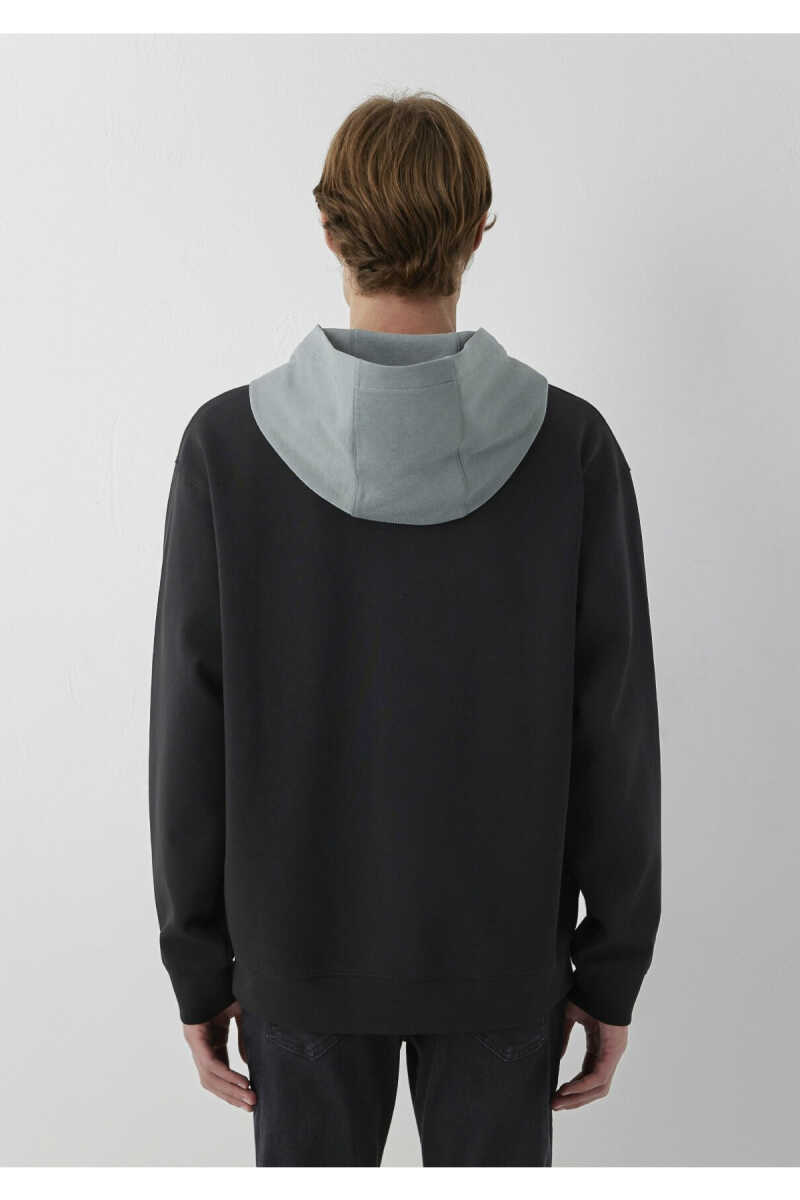 Mavi Kapüşonlu Siyah Erkek Sweat 0S20123-900 - 6