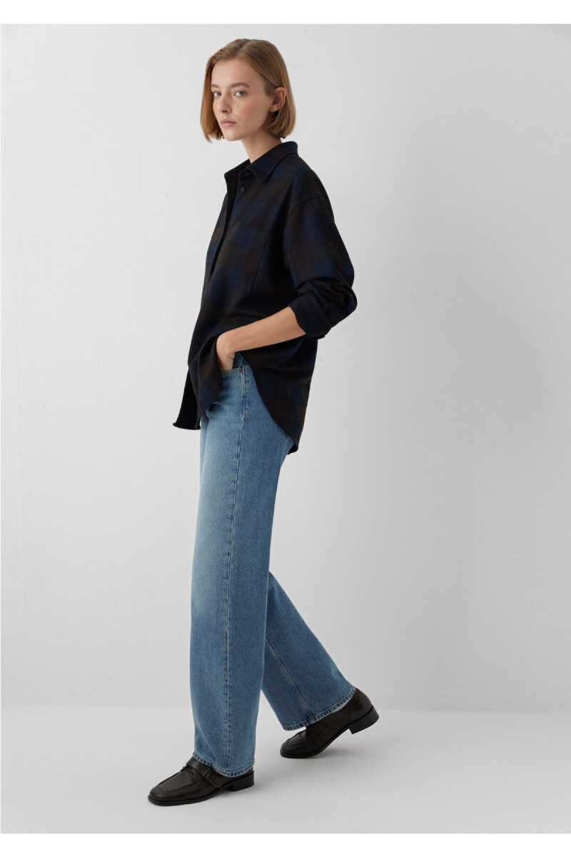 Mavi Kareli Lacivert Oversize Kadın Gömlek 1220285-89051 - 3