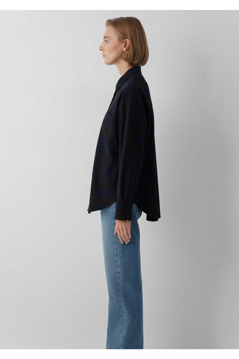 Mavi Kareli Lacivert Oversize Kadın Gömlek 1220285-89051 - 5