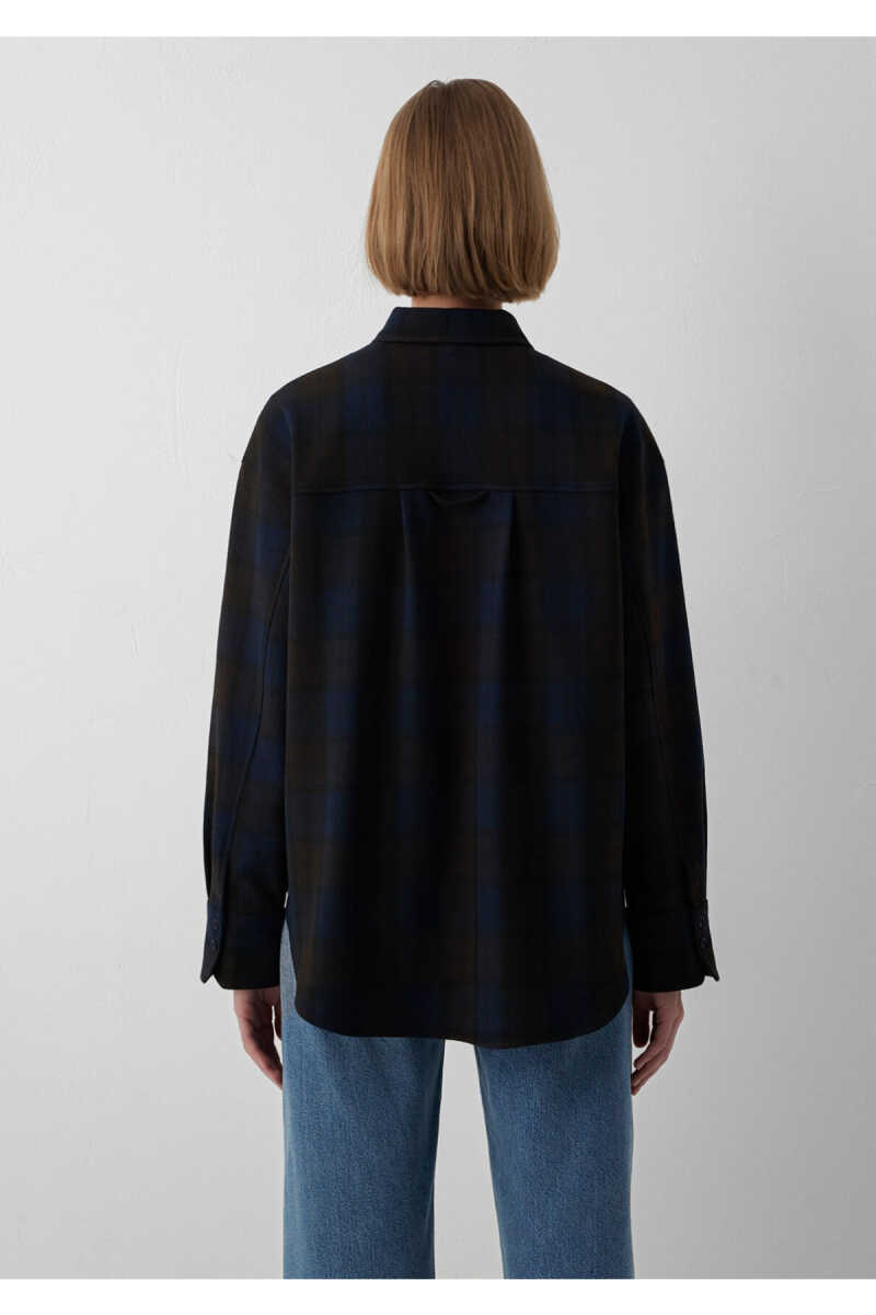 Mavi Kareli Lacivert Oversize Kadın Gömlek 1220285-89051 - 6