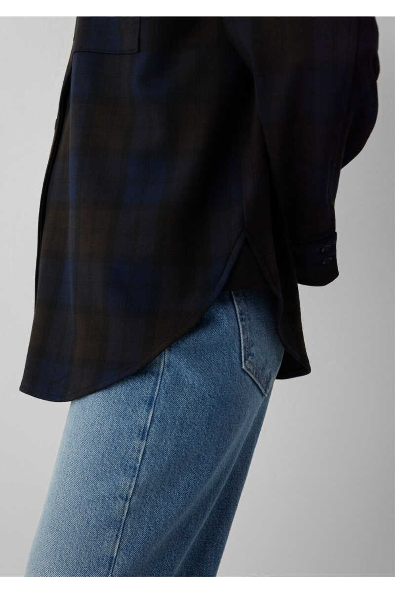 Mavi Kareli Lacivert Oversize Kadın Gömlek 1220285-89051 - 8