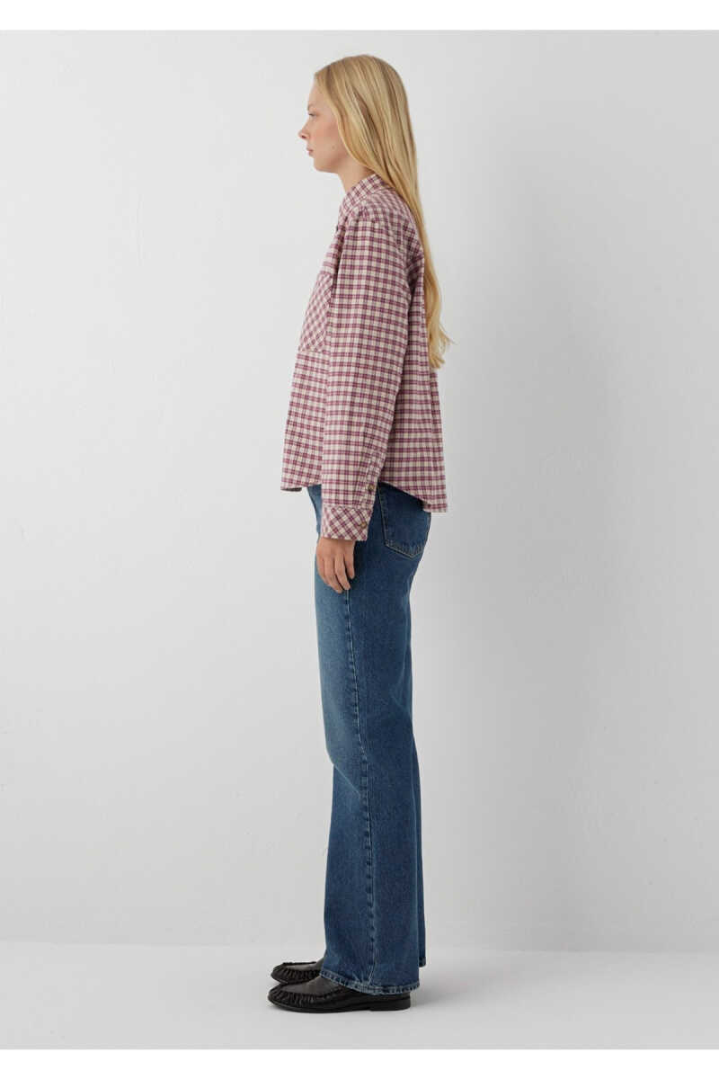 Mavi Kareli Mor Loose Fit Kadın Gömlek 1211301-A7497 - 4