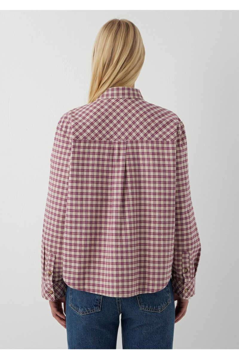 Mavi Kareli Mor Loose Fit Kadın Gömlek 1211301-A7497 - 5