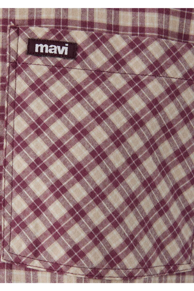 Mavi Kareli Mor Loose Fit Kadın Gömlek 1211301-A7497 - 7