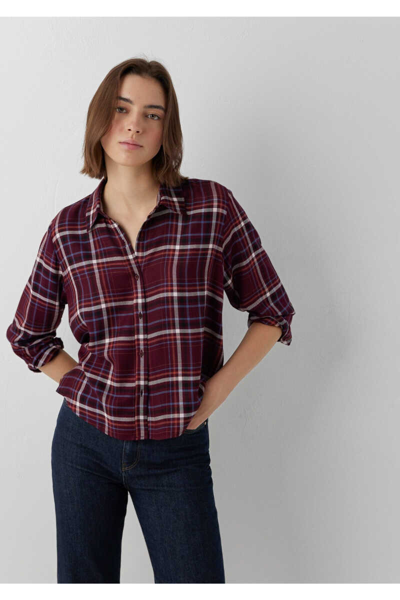 Mavi Kareli Regular Fit Kadın Gömlek 1211578-91756 - 1