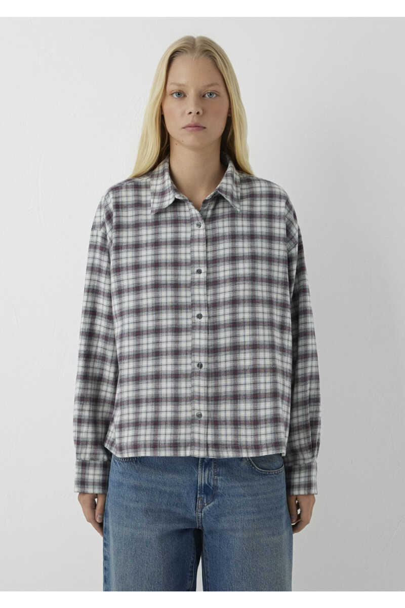 Mavi Kareli Siyah Oversize Kadın Gömlek 1220279-91755 - 5