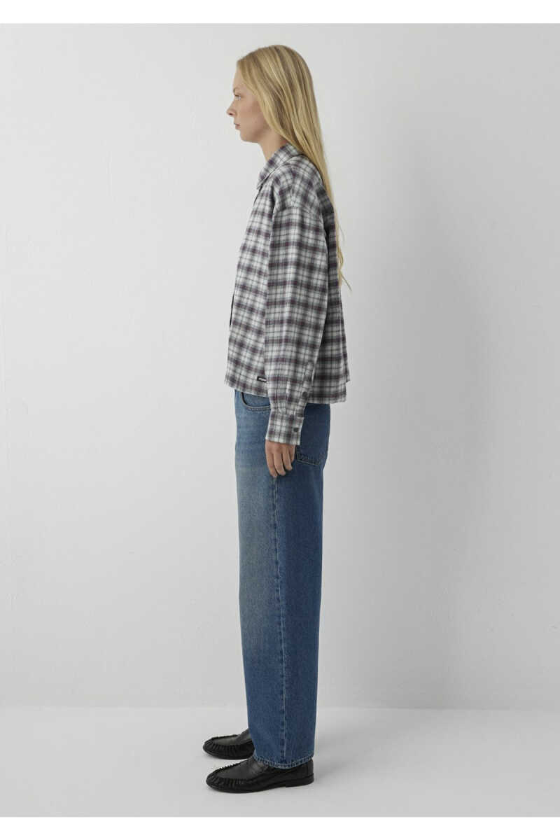 Mavi Kareli Siyah Oversize Kadın Gömlek 1220279-91755 - 6