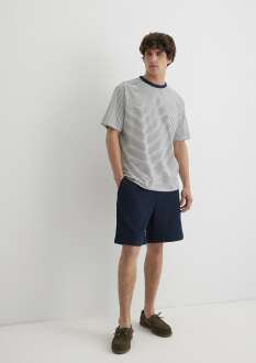 Mavi Keten Karışımlı Lacivert Loose Fit Erkek Şort 0410273-80872 