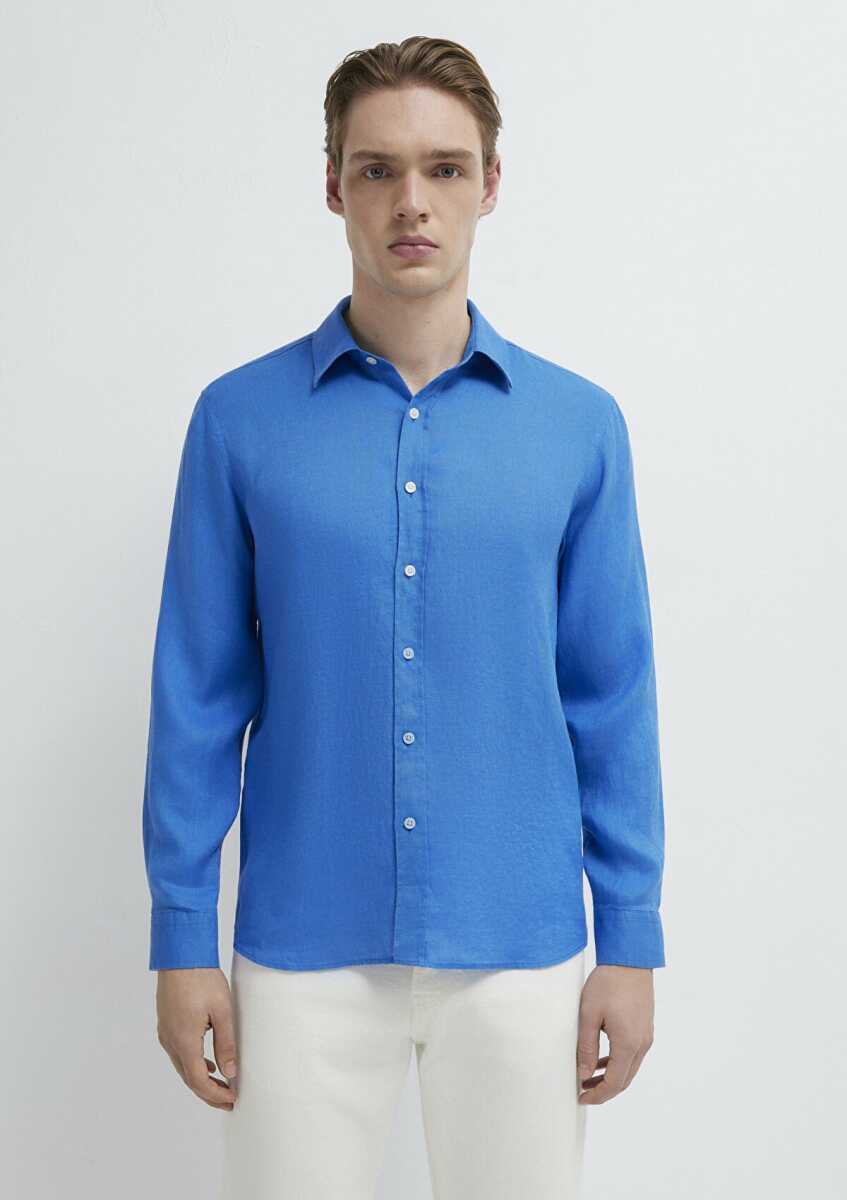 Mavi Keten Slim Fit Erkek Gömlek 0211466-81347 - 4