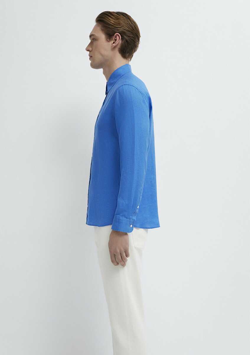 Mavi Keten Slim Fit Erkek Gömlek 0211466-81347 - 5
