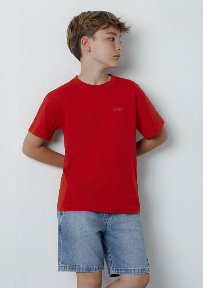 Mavi Kırmızı Basic Loose Fit Çocuk Tişört 6610493-80638 (1)