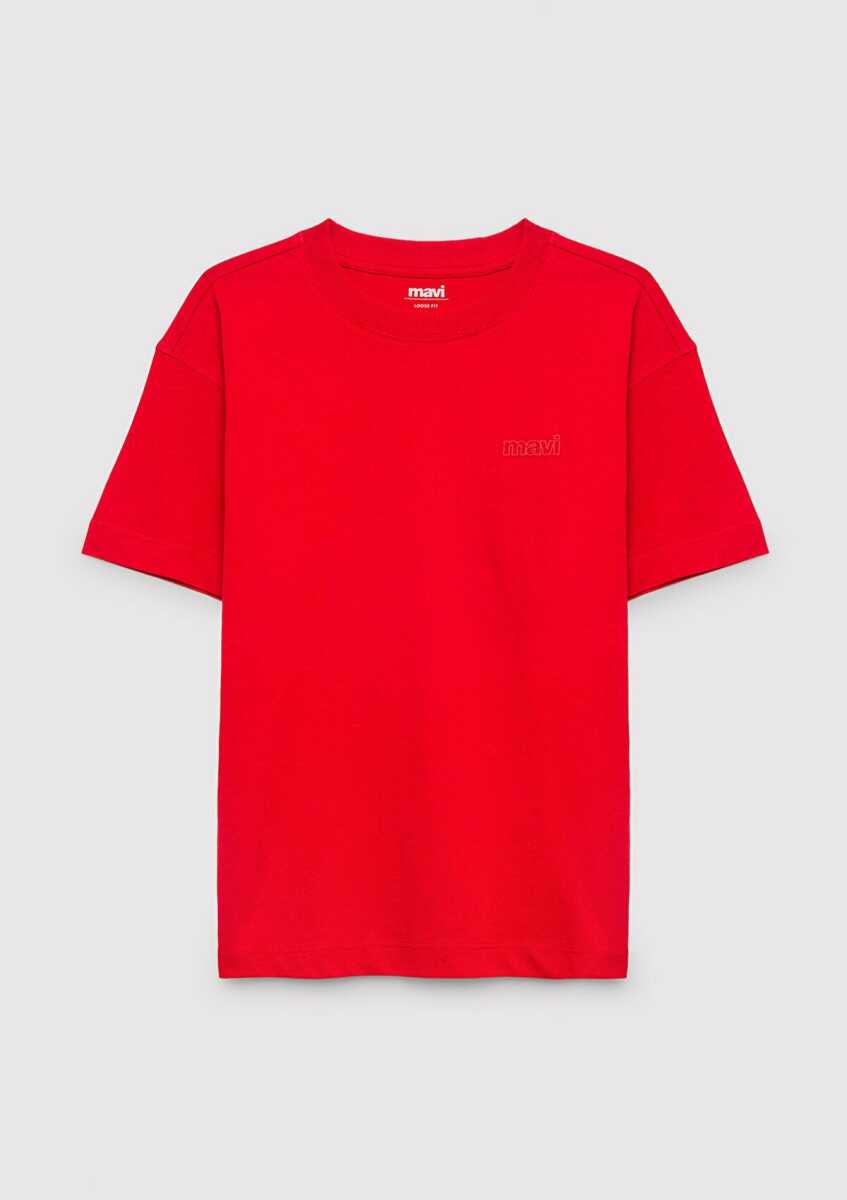 Mavi Kırmızı Basic Loose Fit Çocuk Tişört 6610493-80638 - 3