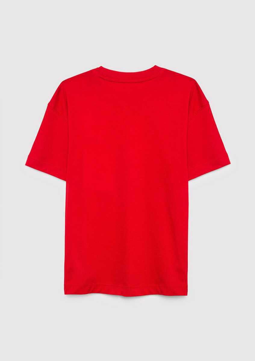Mavi Kırmızı Basic Loose Fit Çocuk Tişört 6610493-80638 - 4