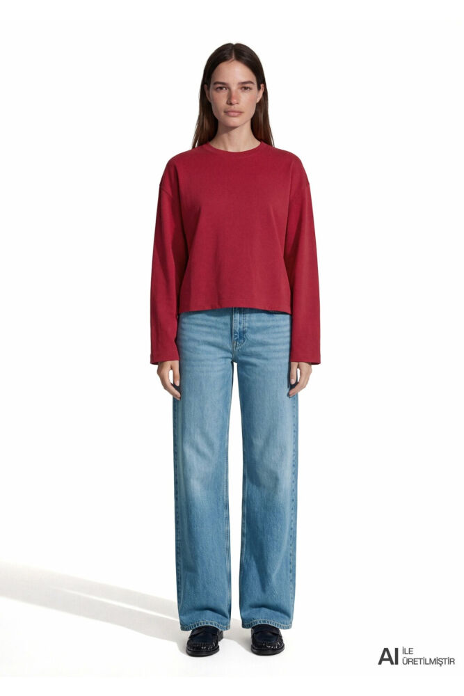 Mavi Kırmızı Basic Loose Fit Kadın Sweat 1620069-70391 (1)