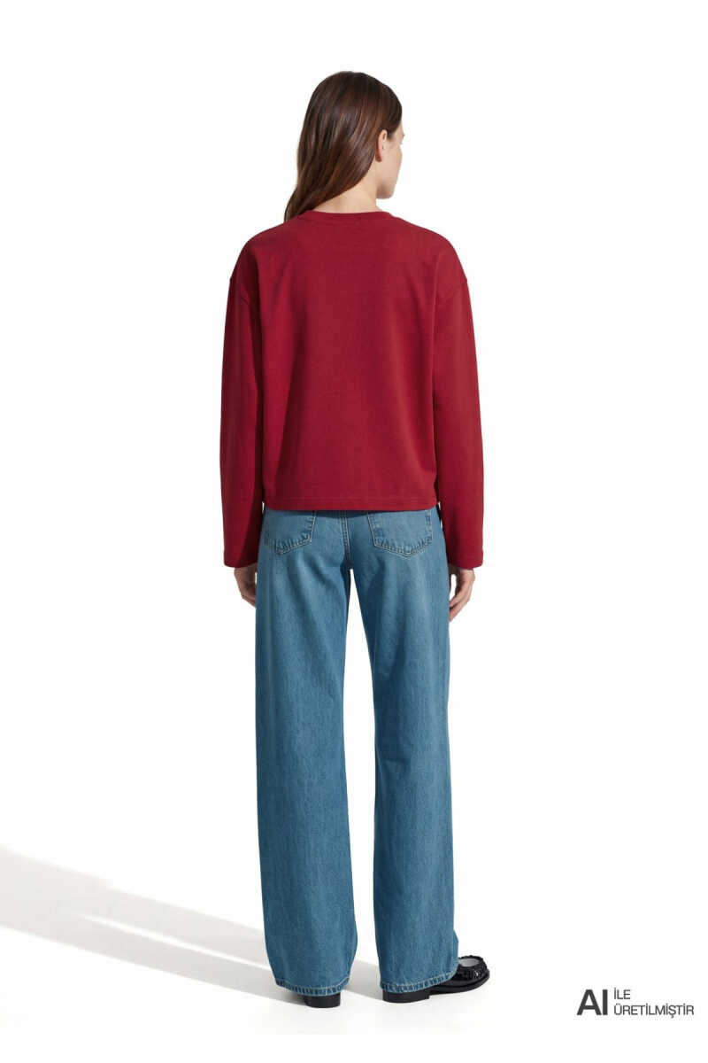 Mavi Kırmızı Basic Loose Fit Kadın Sweat 1620069-70391 - 4