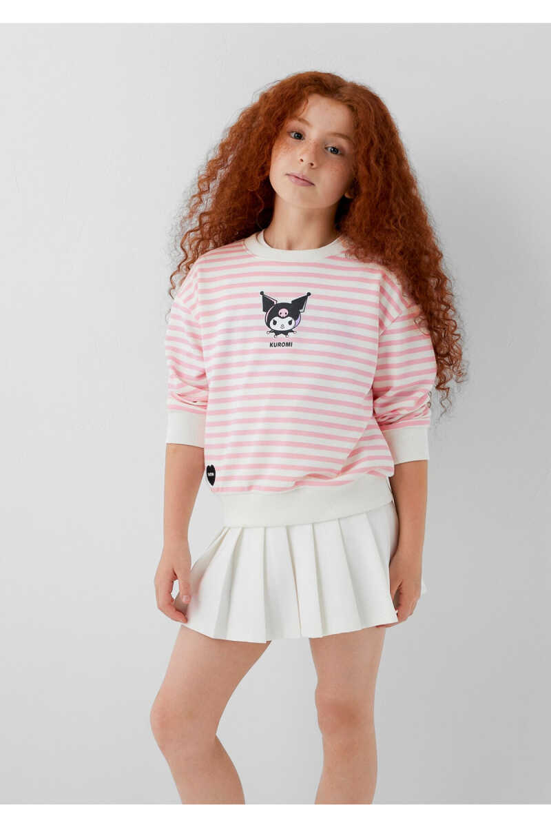 Mavi Kuromi Baskılı Çizgili Loose Fit Çocuk Sweatshirt 7S10201-91630 - 1
