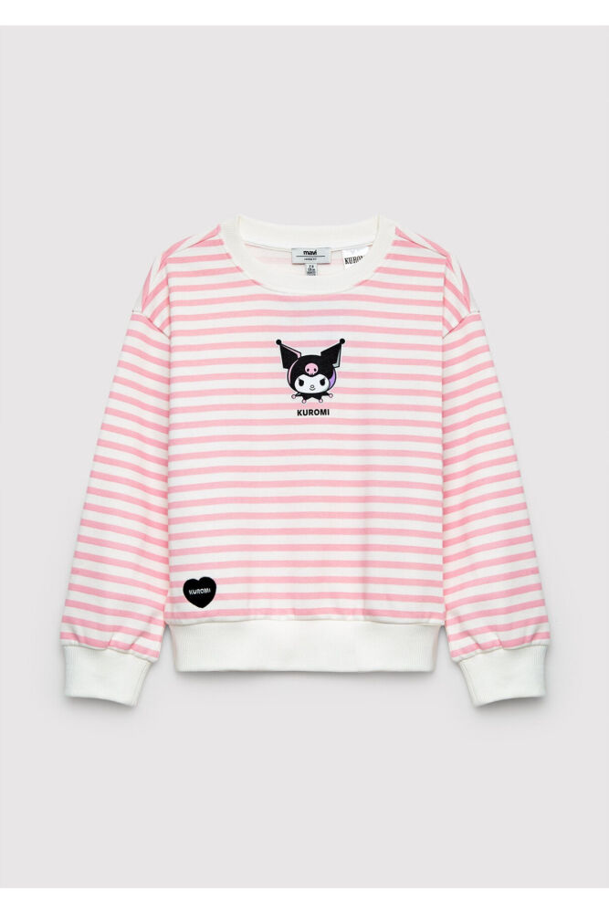 Mavi Kuromi Baskılı Çizgili Loose Fit Çocuk Sweatshirt 7S10201-91630 (1)