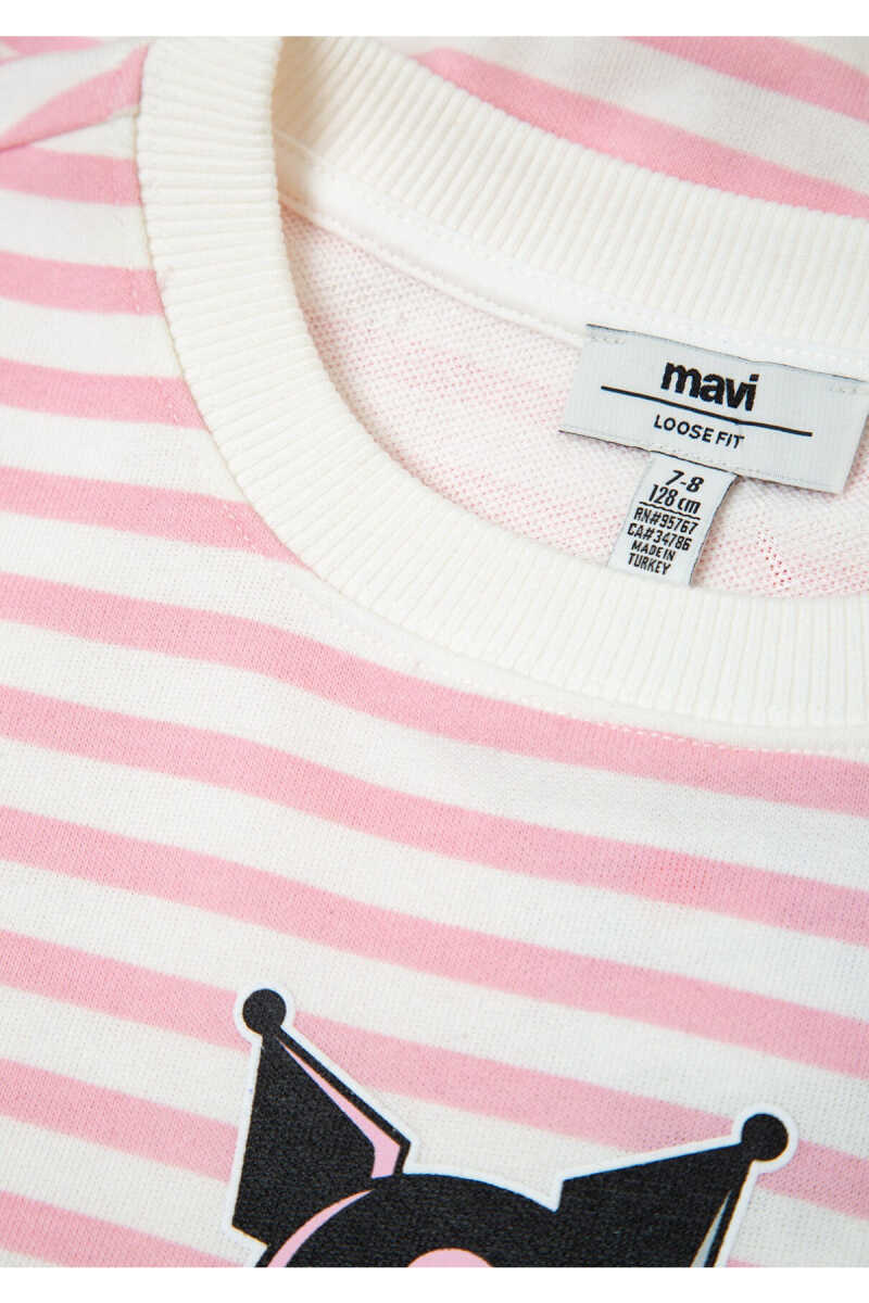 Mavi Kuromi Baskılı Çizgili Loose Fit Çocuk Sweatshirt 7S10201-91630 - 4
