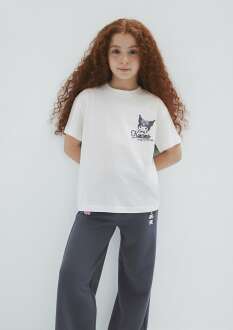 Mavi Kuromi Baskılı Ekru Loose Fit Çocuk Tişört 7610413-70057