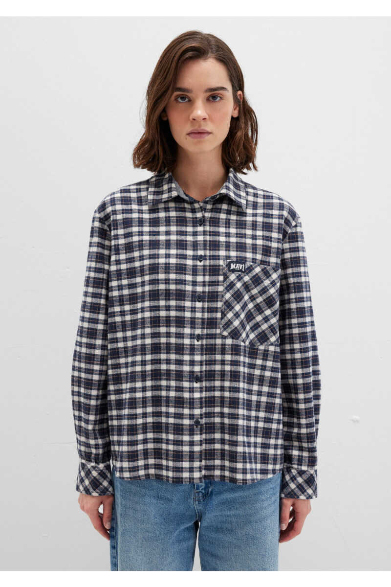 Mavi Lacivert Ekose Loose Fit Kadın Gömlek 1211301-81617 - 4