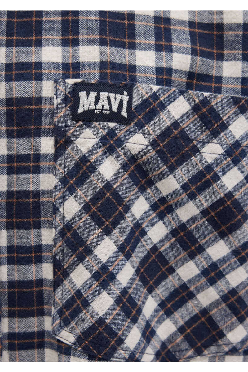 Mavi Lacivert Ekose Loose Fit Kadın Gömlek 1211301-81617 - 7