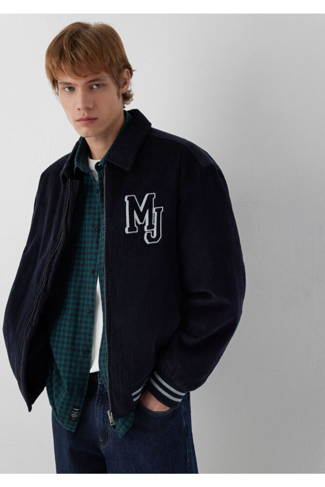 Mavi Lacivert Kadife Kolej Oversize Erkek Ceketi 0110876-70499
