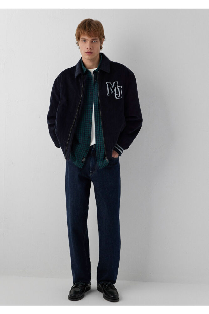 Mavi Lacivert Kadife Kolej Oversize Erkek Ceketi 0110876-70499 (1)