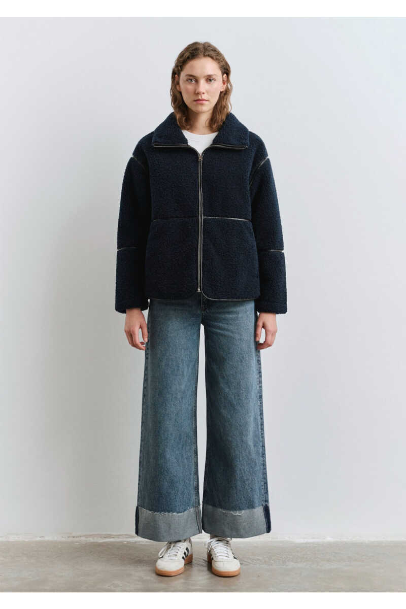 Mavi Lacivert Sherpa Loose Fit Kadın Ceket 1110719-90372 - 3