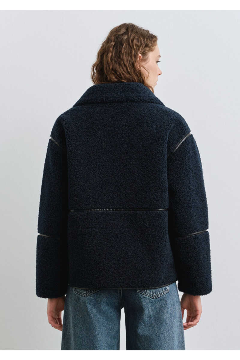 Mavi Lacivert Sherpa Loose Fit Kadın Ceket 1110719-90372 - 4