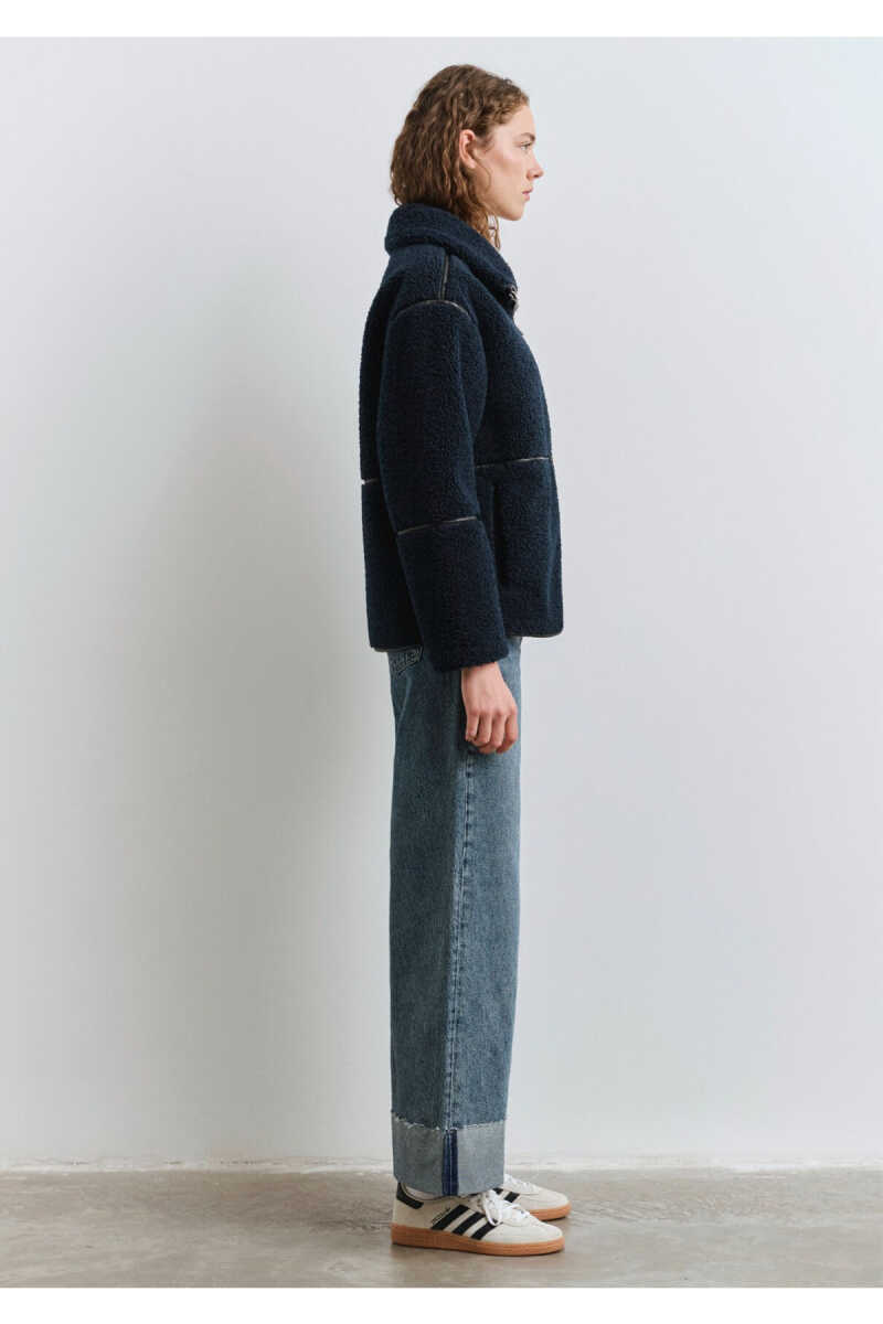 Mavi Lacivert Sherpa Loose Fit Kadın Ceket 1110719-90372 - 5