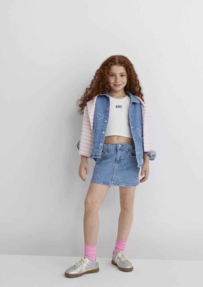 Mavi Laıla Lt Heart Denim Çocuk Jean Etek 7310000-89486 (1)