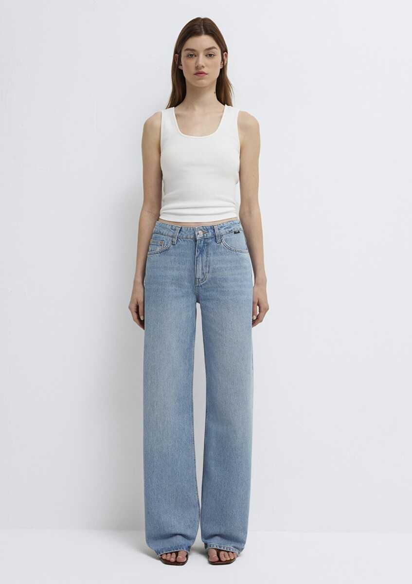 Mavi Light Blue Denim Wide Leg Kadın Jean Pantolon 1010152-A3038 - 4