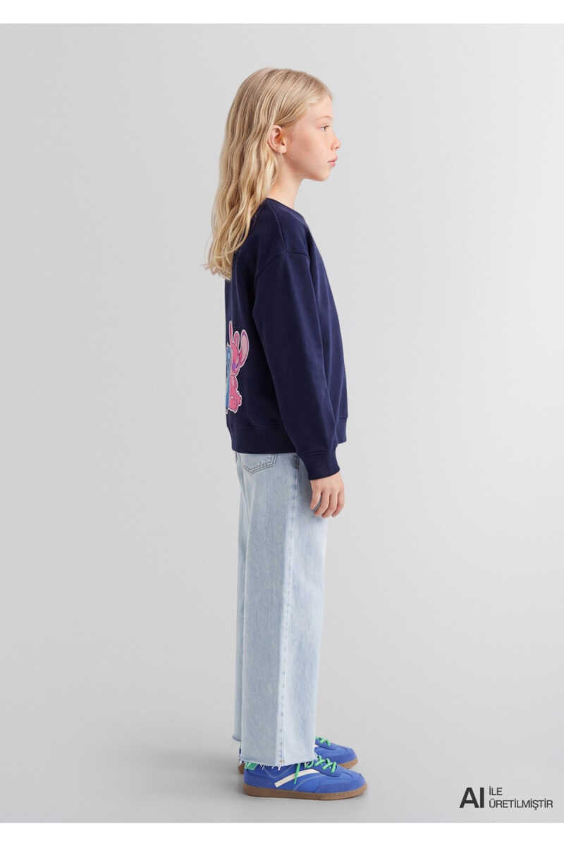 Mavi Lilo & Stitch Baskılı Lacivert Loose Fit Çocuk Sweatshirt 7S20026-84371 - 3