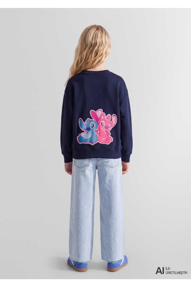 Mavi Lilo & Stitch Baskılı Lacivert Loose Fit Çocuk Sweatshirt 7S20026-84371 - 4