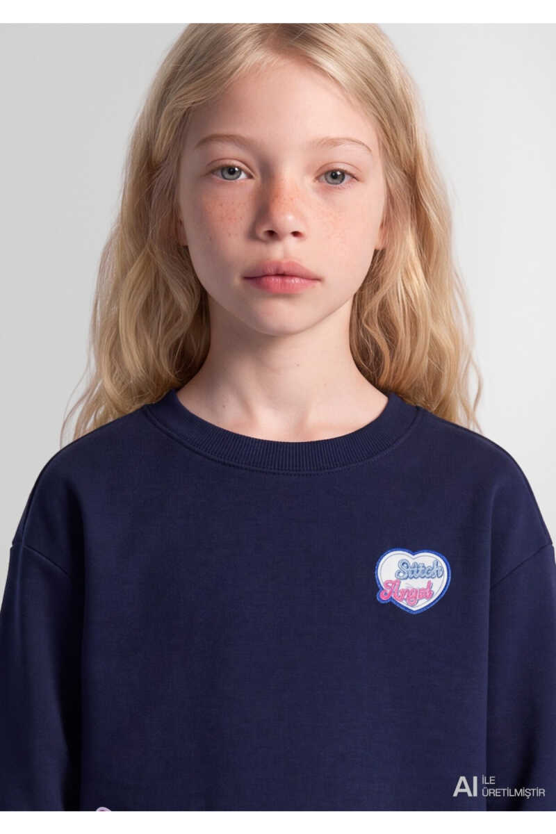 Mavi Lilo & Stitch Baskılı Lacivert Loose Fit Çocuk Sweatshirt 7S20026-84371 - 5